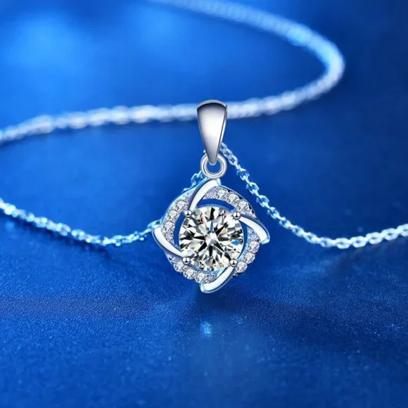Certified 1ct. t.w. Moissanite Diamond Windmill Necklace NEW